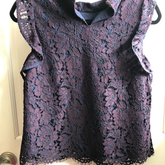 Banana Republic Purple Lace Ruffle Sleeveless S - Picture 2 of 4